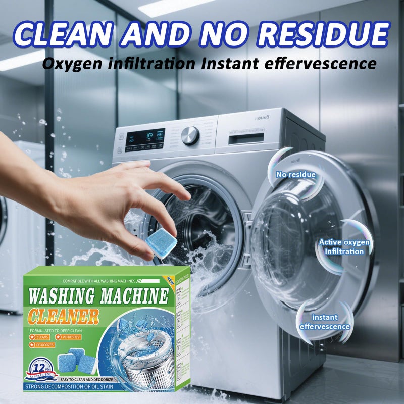 Deyuoau Premium Washing Machine Cleaner Tablets - Washer Machine Cleaner Tablets for Deep Clean & Deodorize, Fits Front Load & Top Load Washers, 12 Pieces Pack - Image 4